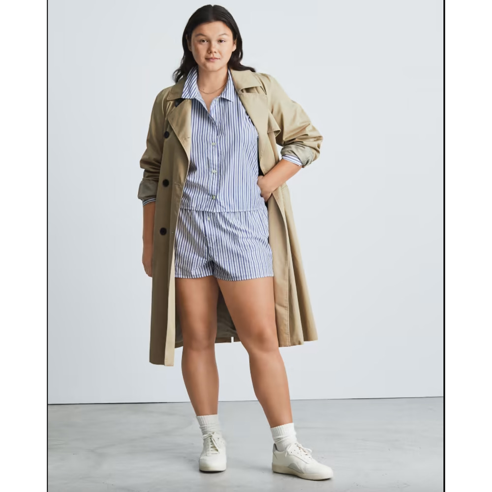 Everlane NWT The Woven P.J. Longsleeve Button Front Striped Top Blue White SZ M